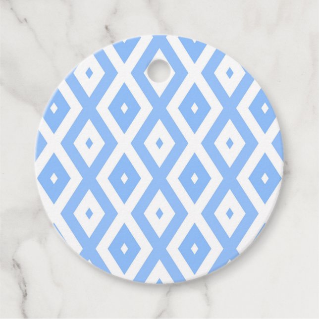 Blå och vit romb mönster gåvor etiketter (Framsida)