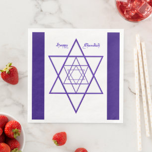 Blå och vit sex prickade stjärnor Chanukah Napkins Pappersservett