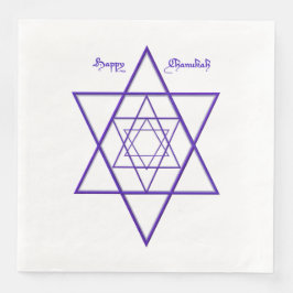 Blå och vit sex prickade stjärnor Chanukah Napkins Pappersservett