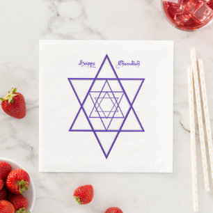 Blå och vit sex prickade stjärnor Chanukah Napkins Pappersservett