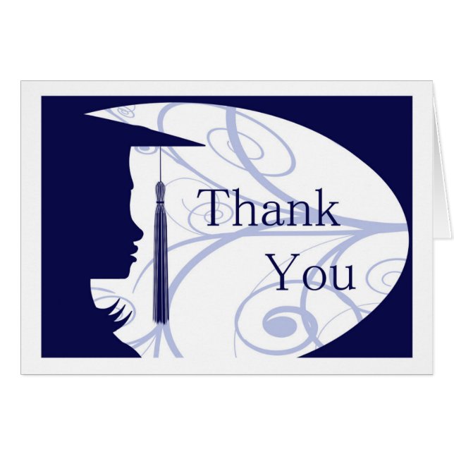 Blå och vit Silhouette OBS Kort (Framsidan Horizontal)