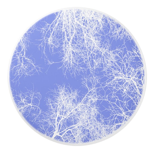 Blå och vit silhuetterad träd knopp (Framsidan)