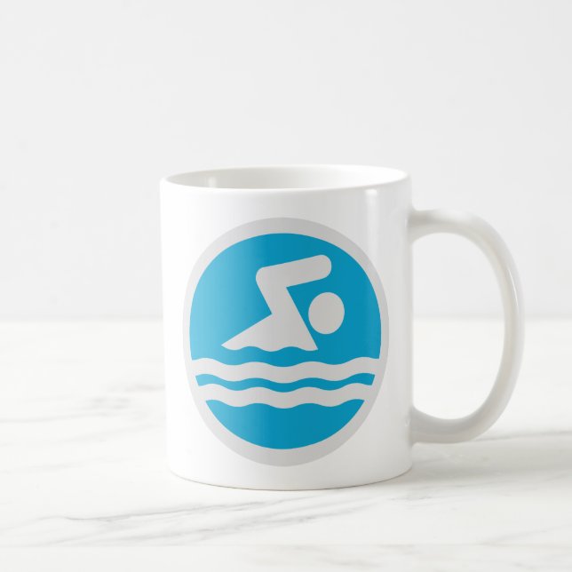 Blå och vit Simma Decal Swimming & Diving Coach Kaffemugg (Höger)