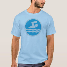 Blå och vit Simma T-shirt för Swimmers eller Coach