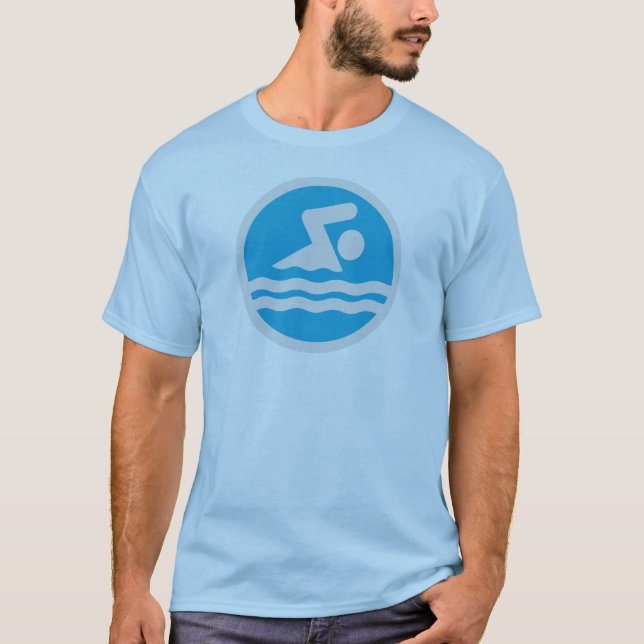 Blå och vit Simma T-shirt för Swimmers eller Coach (Framsida)