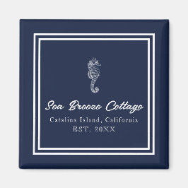 Blå och vit sjöhäst, inspirerad av sjösidan magnet