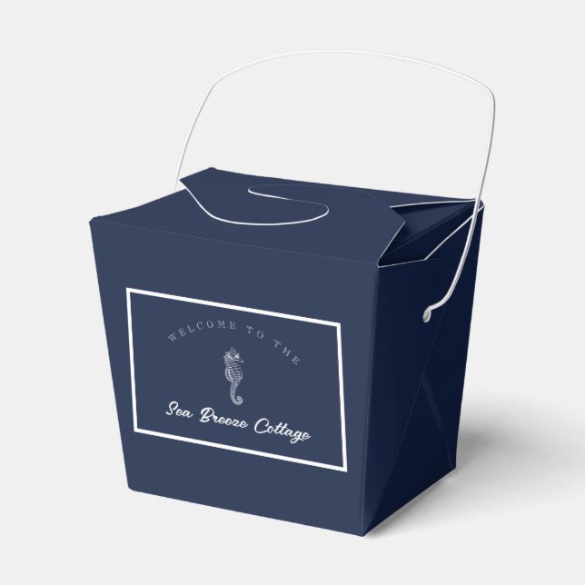 Blå och vit sjöhäst presentaskar (Framsidan Sidan)