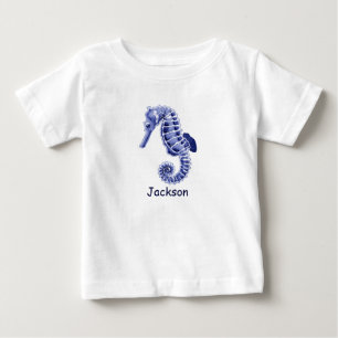 Blå och vit sjötunga t shirt