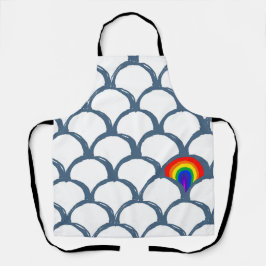 Blå och vit Sketch Scallop Mönster & Rainbow