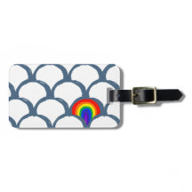 Blå och vit Sketch Scallop Mönster & Rainbow