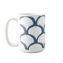 Blå och vit Sketch Scallop Mönster & Rainbow