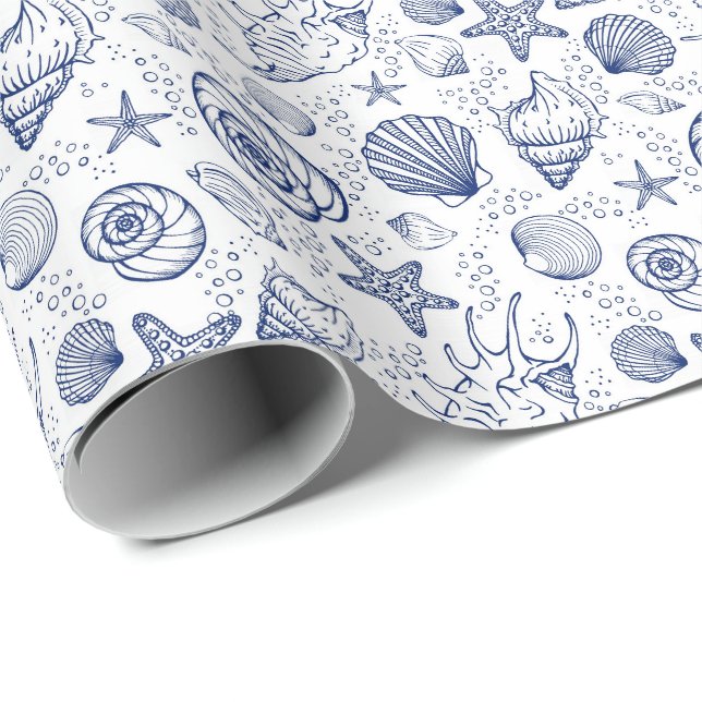 Blå och vit snigelskal Presentinslagspapper Presentpapper (Rullad Hörn)