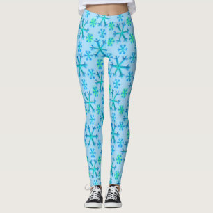 Blå och vit snöflinga Hexagon Mönster Leggings