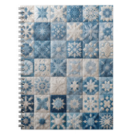 Blå och vit snöflingor Quilt Anteckningsbok