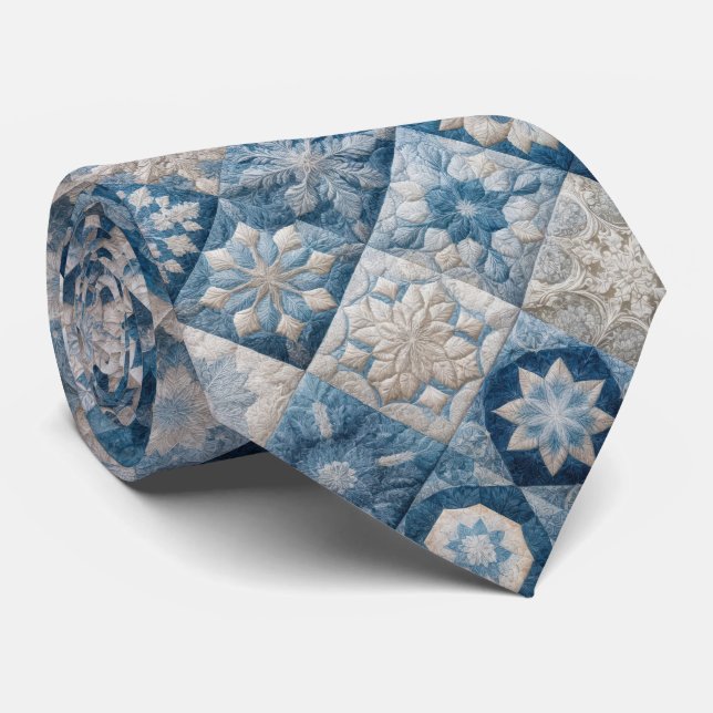 Blå och vit snöflingor Quilt Slips (Rullad)