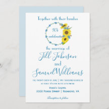 Blå och vit solros blommigt bröllop