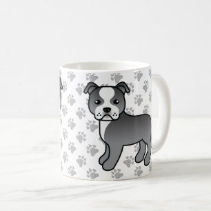 Blå Och Vit Staffordshire Bull Terrier Hund Kaffemugg