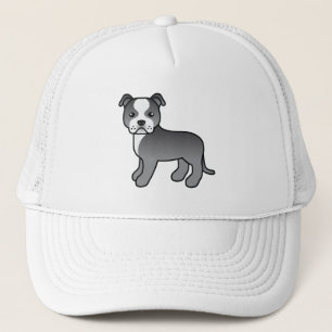 Blå Och Vit Staffordshire Bullterrier Hund Keps