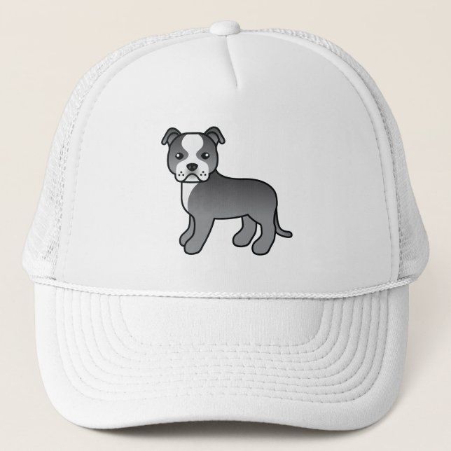 Blå Och Vit Staffordshire Bullterrier Hund Keps (Framsida)