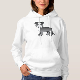 Blå Och Vit Staffordshire Bullterrier Hund T Shirt