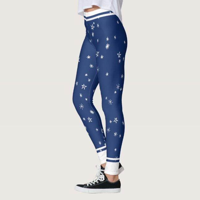 Blå och vit Stars och stripes Leggings (Vänster)