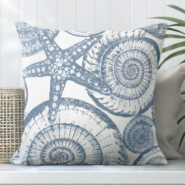 Blå och vit stjärnfisk Dekorativ kudde