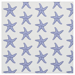 Blå och vit stjärnfisk tyg