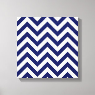 Blå och vit, stor Chevron ZigZag Mönster Canvastryck