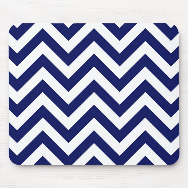 Blå och vit, stor Chevron ZigZag Mönster Musmatta (Framsidan)