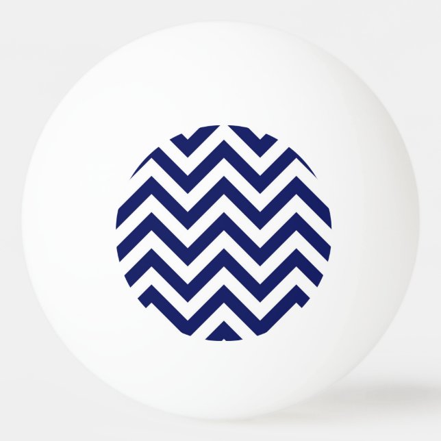 Blå och vit, stor Chevron ZigZag Mönster Pingisboll (Framsidan)
