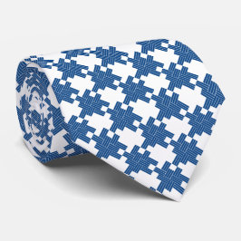 Blå och vit stor houndstooth Tie Slips