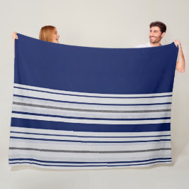 Blå och vit stripe med svarta accenter fleecefilt