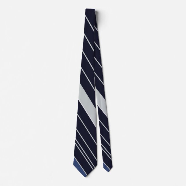 Blå och vit stripe Mönster Slips (Framsida)