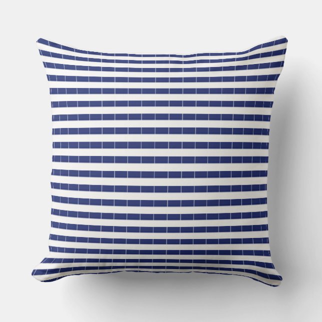 Blå och vit stripe Pillow Kudde (Framsida)