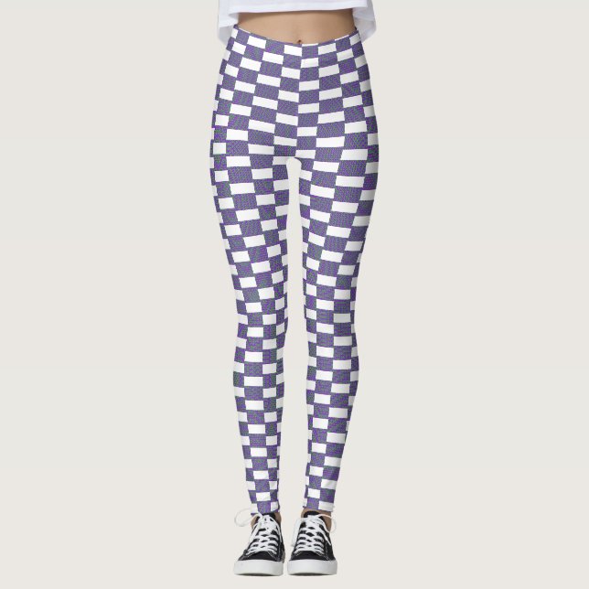 Blå och vit Struktur sömlös design Leggings (Framsida)