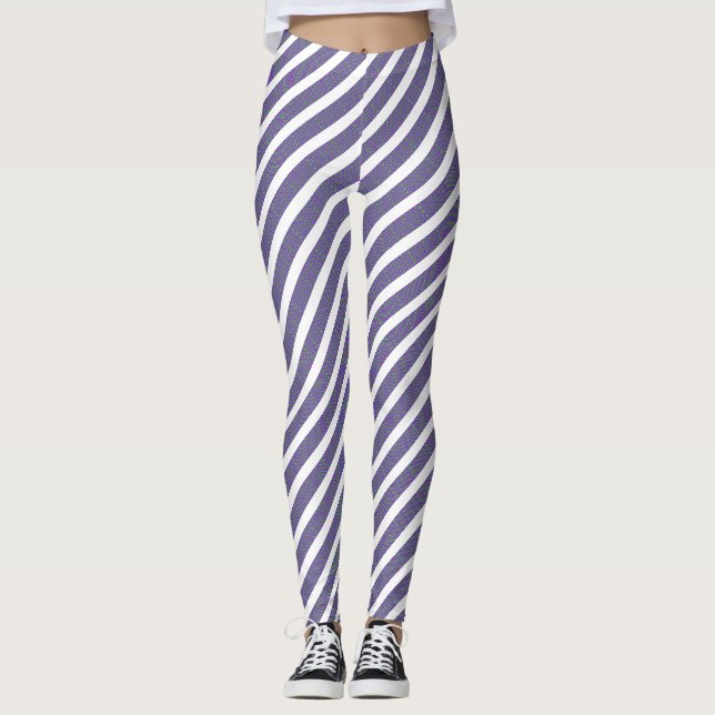 Blå och vit Struktur sömlös design Leggings (Framsida)