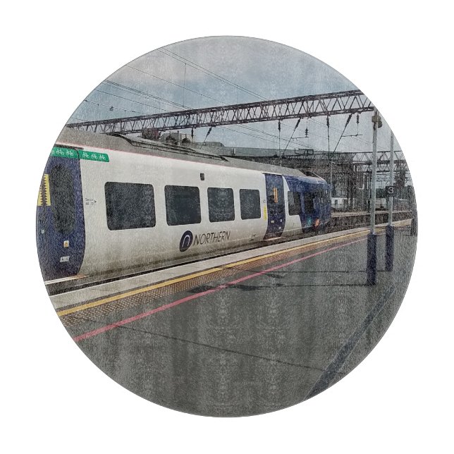 Blå och vit tåg (Framsidan)