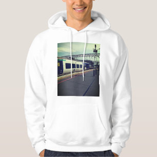 Blå och vit tåg hoodie