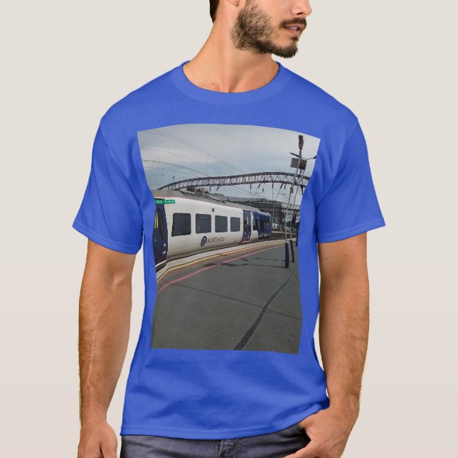 Blå och vit tåg t shirt (Framsida)