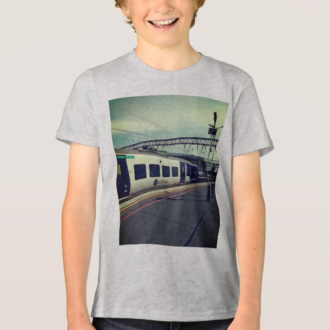 Blå och vit tåg t shirt (Framsida)