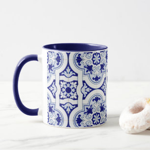 Blå och vit talavera Tile Titta Mugg