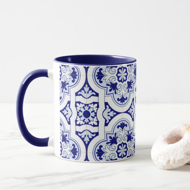 Blå och vit talavera Tile Titta Mugg (Med munk)