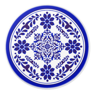 Blå och vit talavera tre knopp