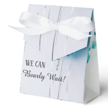 Blå och vit tält baby shower presentlåda.