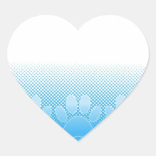 Blå och vit Tass med tidningspapperbakgrund Hjärtformat Klistermärke