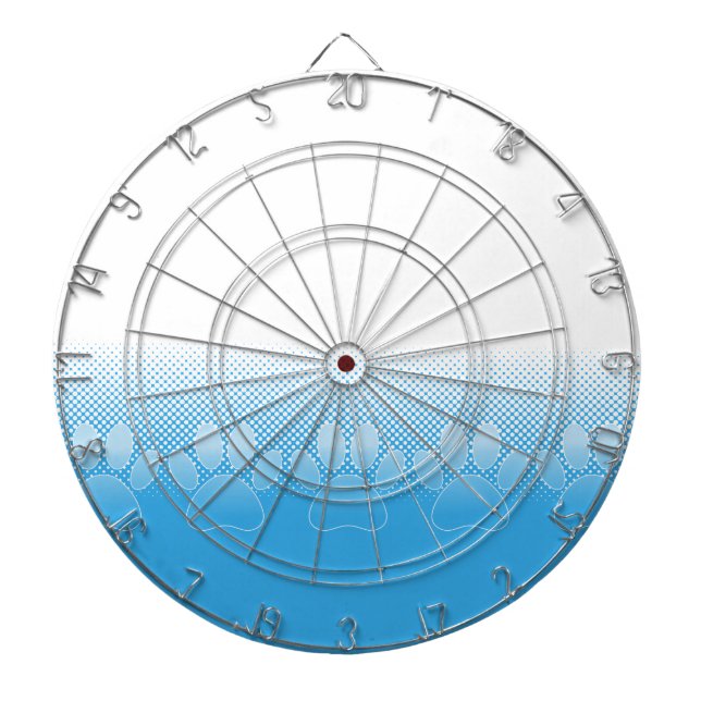 Blå och vit Tass med tidningspapperbakgrund Piltavla (Framsidan)