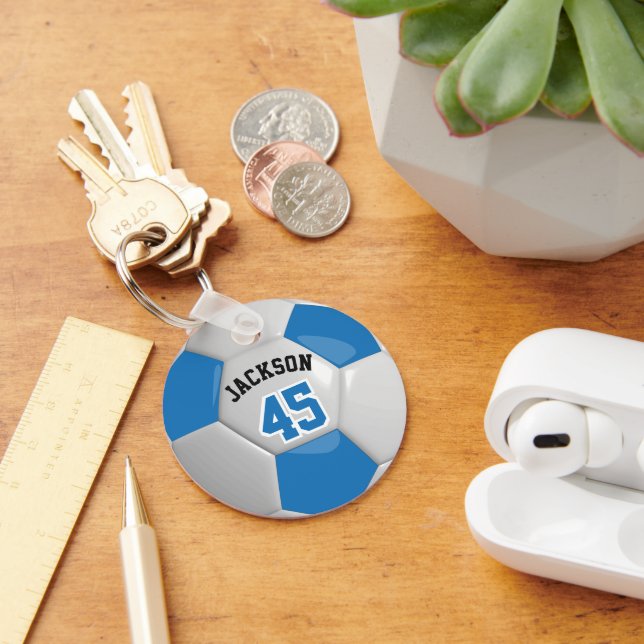 Blå och vit teamförare ⚽ nyckelkedja i Boll Nyckelring (Skrivbord)