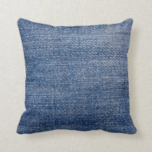 Blå och vit texturerad Denim Mönster Dekorativ kud