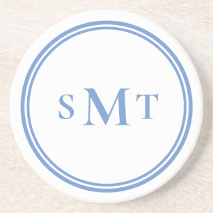Blå och vit tre Brev-monogram Underlägg