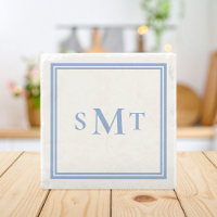 Blå och vit tresiffrig monogram